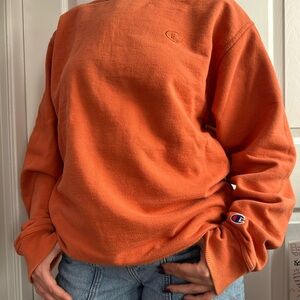 Champion Unisex Orange Crew Neck Sweatshirt